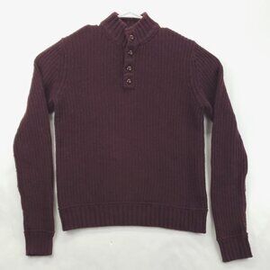 Vintage Fossil Sweater Mens XL Maroon Chunky Knit Angora Rabbit Hair Mock Neck